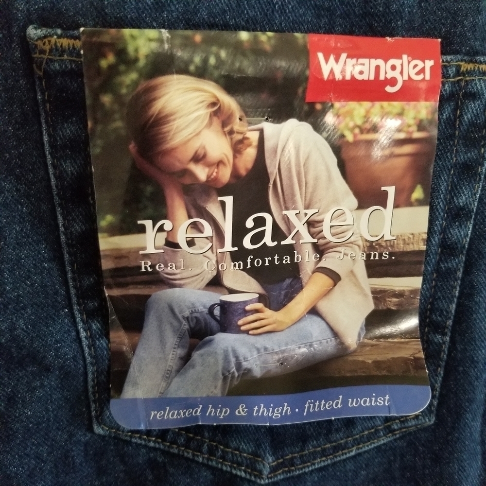 NWT VTG Wrangler Relaxed Fit Straight Taper Soft Stone Dark Wash Jeans Size 10 L